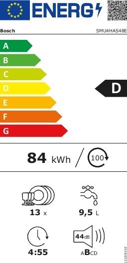 Bosch Serie 4 SMU4HAS48E lavavajilla Bajo encimera 13 cubiertos D