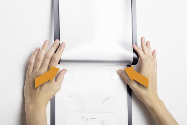 Cornice Espositiva Duraframe A4 Per Pareti Delicate - Magnetica E Rimovibile Senza Residui, Argento 322x236mm - Foto 9