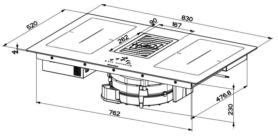 Faber Piano cottura a induzione con cappa integrata GALILEO SMART BK A600  340.0627.227 in vetroceramica nero da 60 cm