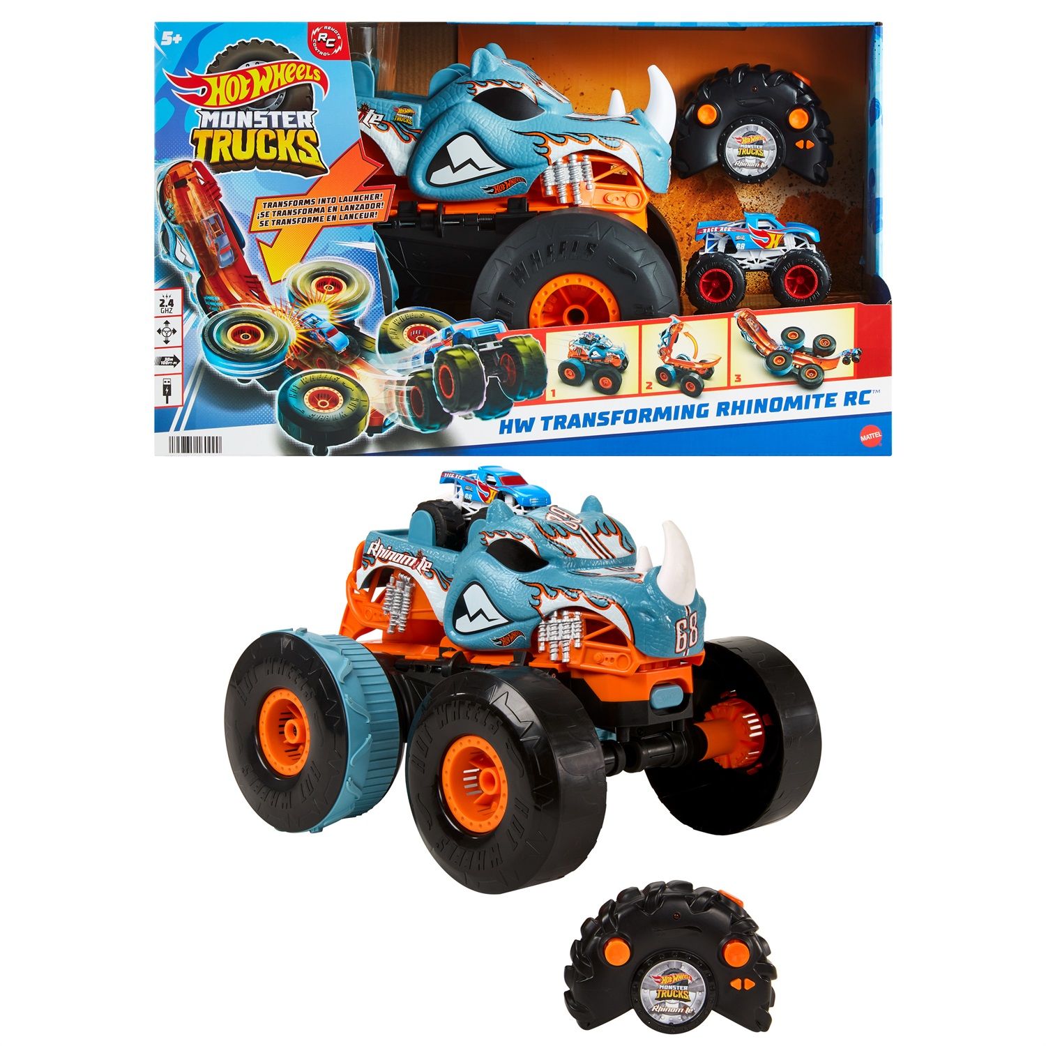 Hot Wheels Monster Trucks Transforming Rhinomate RC Confronta