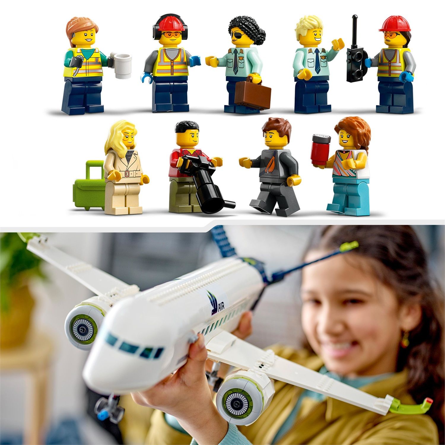 LEGO City 60367 Aereo Passeggeri, Modellino di Aeroplano Giocattolo da  Costruire con 9 Minifigure e Veicoli dell'Aeroporto