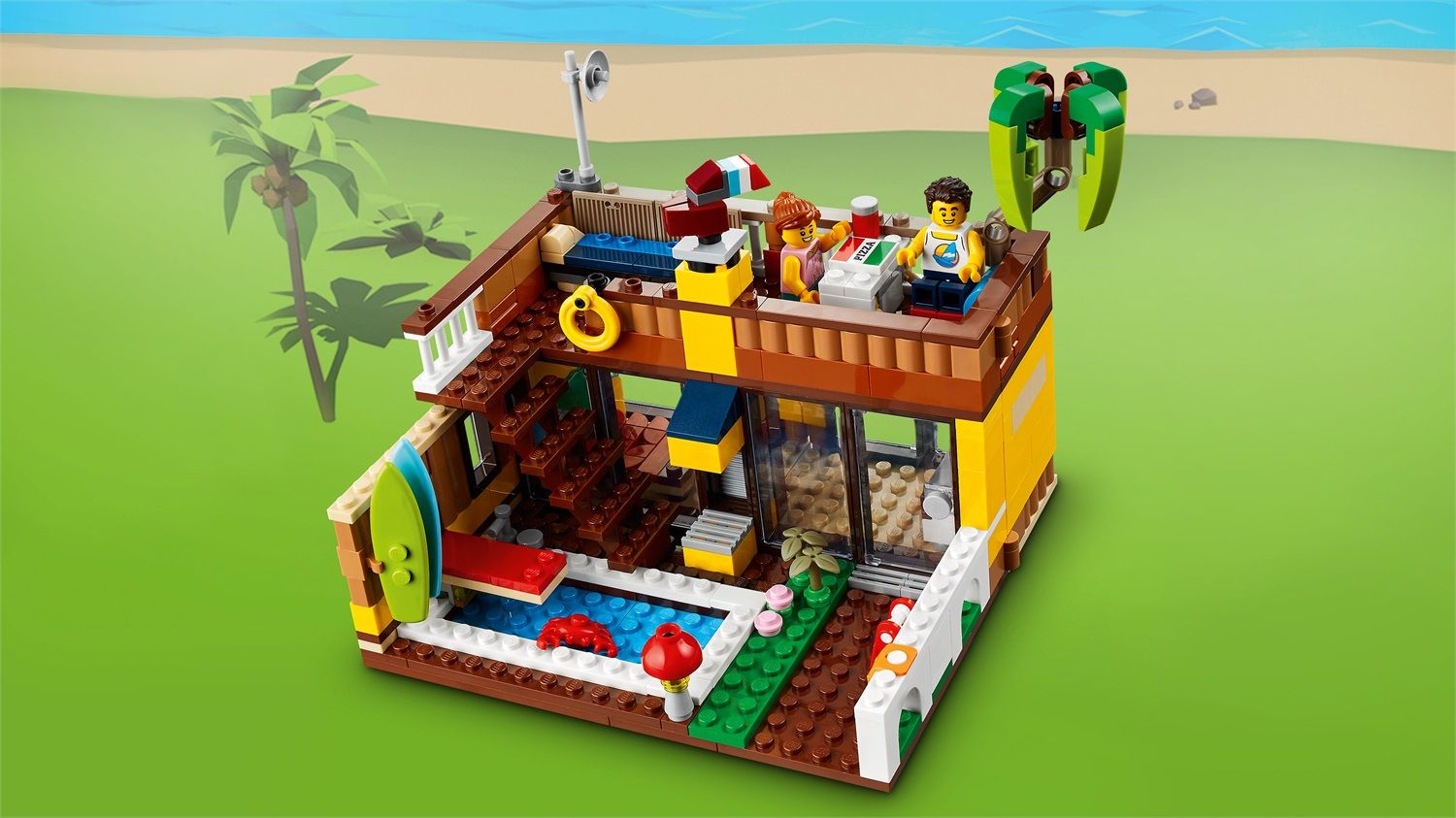 LEGO Creator Surfer Beach House, Kit di Costruzione in Mattoncini 3 in 1,  Faro e Casetta