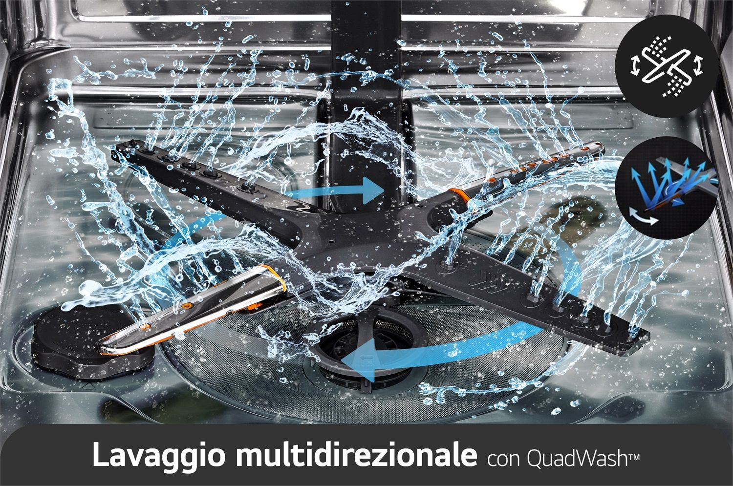 Lavastoviglie a scomparsa totale, QuadWash Serie 2, Classe D 46dB, 14  coperti, EasyRack+, Wi-Fi, Dual Zone, Acciaio - DB242TX