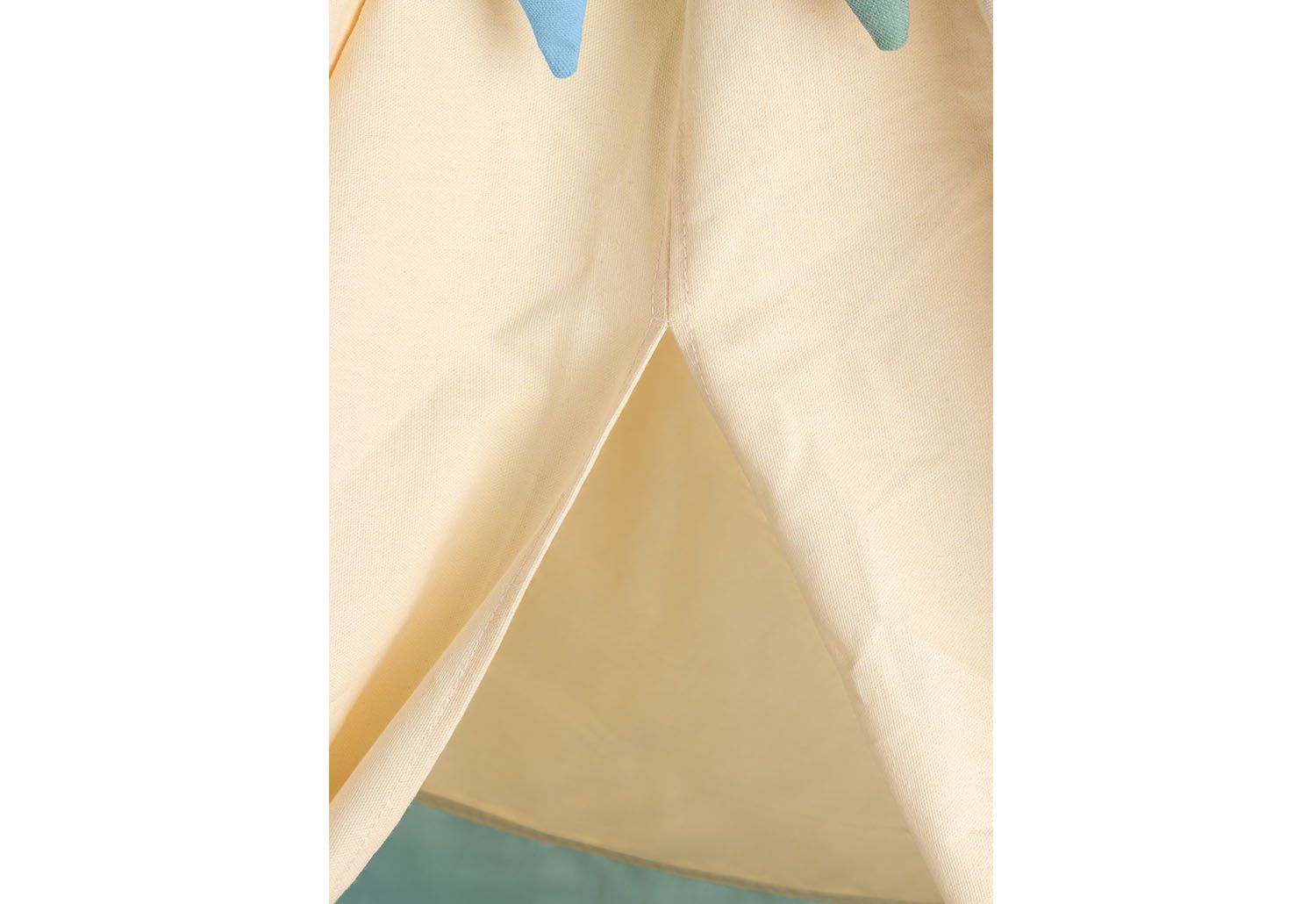 PINOLINO Yuma - Tenda da gioco per bambini, con finestra, tappetino e ghirlanda, due ingressi, 101 × 131 × 106 cm, montaggio rapido, bianco/blu pastello