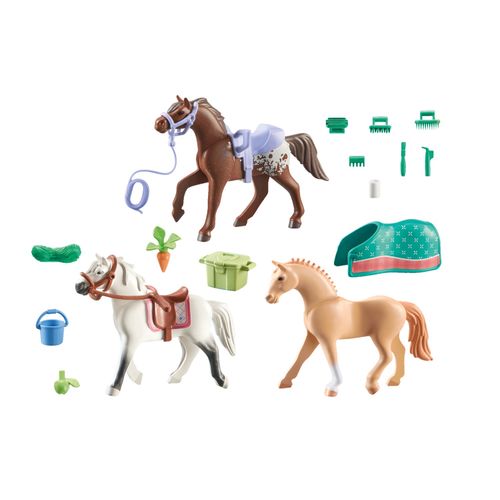 Playmobil Horses of Waterfall Set 3 cavalli con selle
