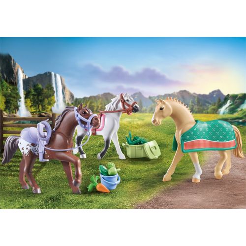 Playmobil Horses of Waterfall Set 3 cavalli con selle