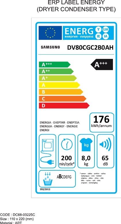 SAMSUNG DV80CGC2B0AH asciugatrice Libera installazione Caricamento frontale  8 kg A+++ Bianco, Asciugatrici in Offerta su Stay On