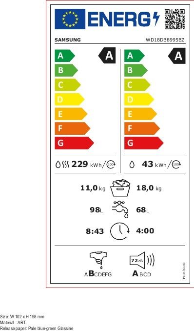 Samsung Lavasciuga 18.5/10 kg WD18DB8995BZ