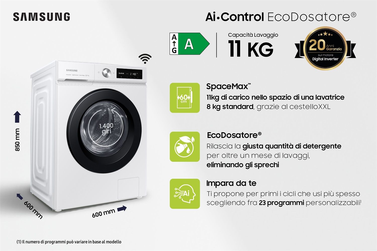 Lavatrice Samsung WW10T534DAW 5 Kg Classe A Inverter Vapore in Offerta su  Prezzoforte