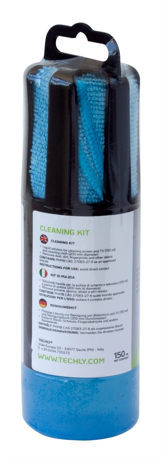 Kit di Pulizia per Monitor LCD 100ml con Panno Microfibra - TECHLY -  IAS-LCD100TY