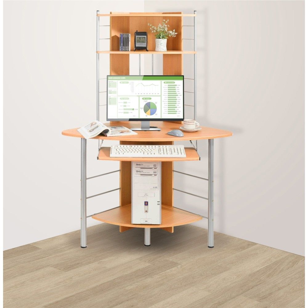 Scrivania Computer Yaheetech Angolare - 56x51x79.5 Cm, Con Ruote, Tastiera Scorrevole | Per Ufficio, Casa - Foto 9