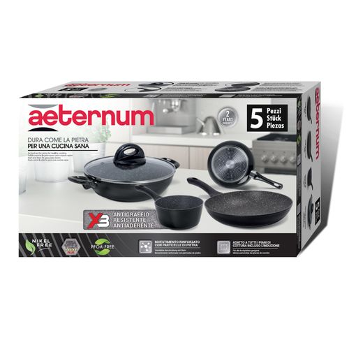 Aeternum Essential Black batteria di pentole 5 pezzi