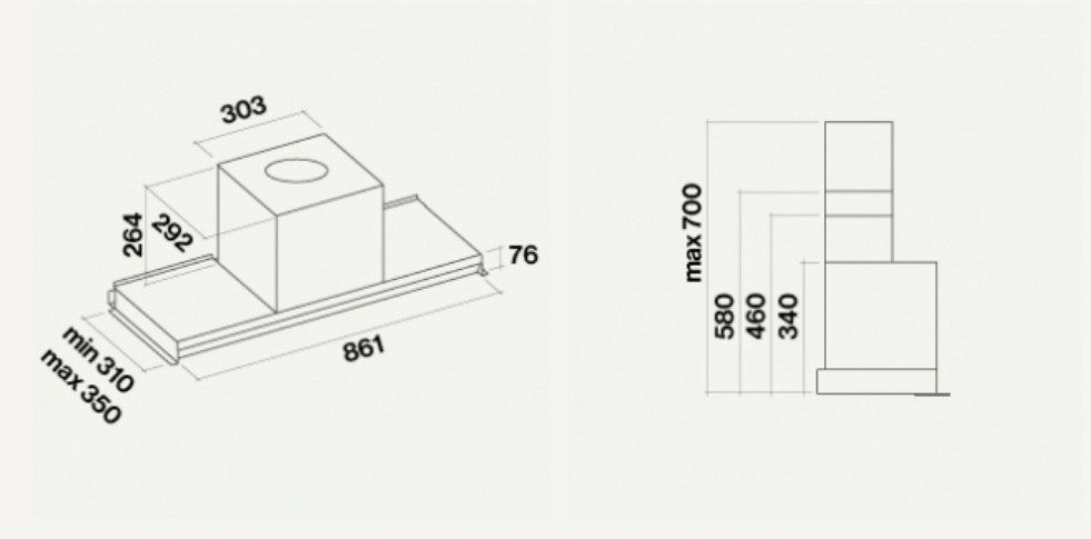 Falmec Virgola No-Drop Inox 90cm