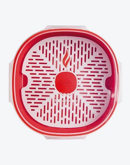 Snips - Vaporiera Microonde Bianca 2L per Cottura a Vapore con 1 Contenitore e Griglia Interna - Contenitori per Alimenti, Contenitore per Microonde 24,5x24,5x7 Made in Italy