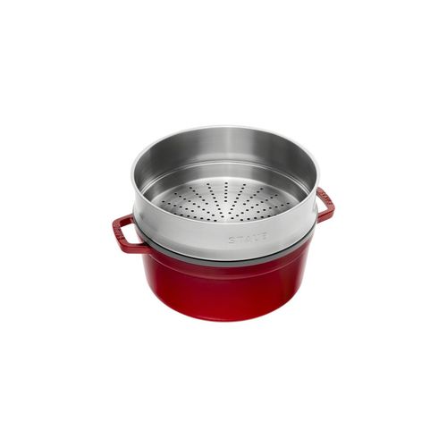 Staub Cocotte casseruola con cestello a vapore tonda 26cm Rosso