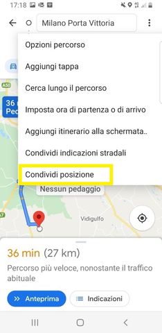 condividere la posizione Google maps