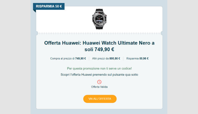 Coupon Huawei Huawei Watch Ultimate Nero