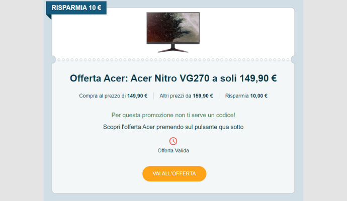 Coupon Acer Acer Nitro VG270