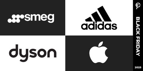 collage con quattro loghi di brand e scritta promozionale sul Black Friday a sinistra