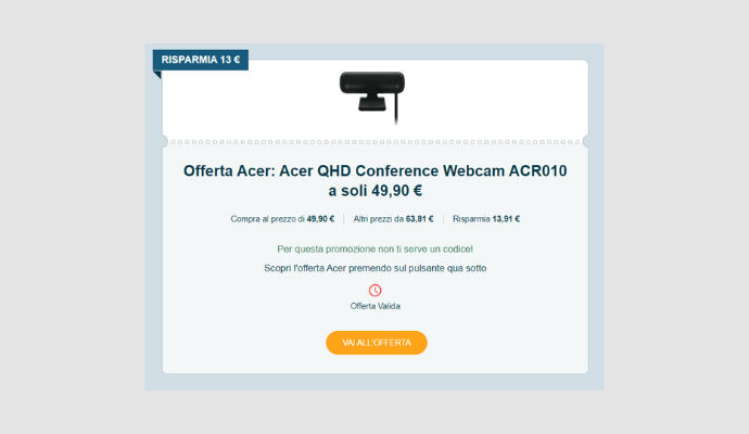 Coupon Acer Acer QHD Conference Webcam ACR010