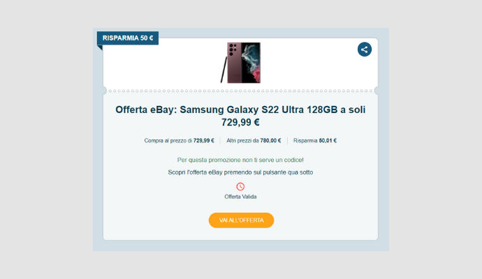 Coupon eBay Samsung Galaxy S22 Ultra 128GB