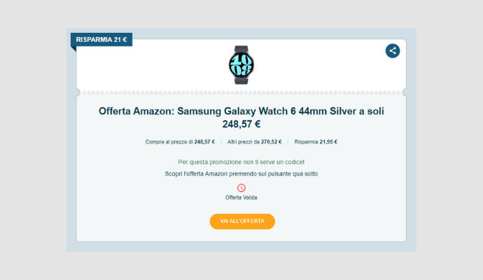Coupon Amazon Samsung Galaxy Watch 6 44mm Silver