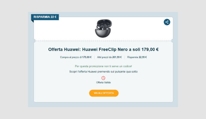 Coupon Huawei Huawei FreeClip Nero