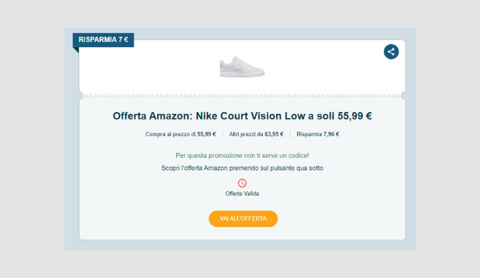 Coupon Amazon Nike Court Vision Low