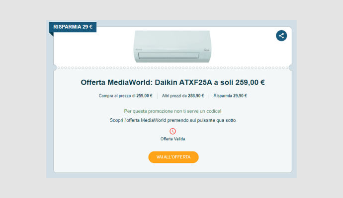 Coupon MediaWorld Daikin ATXF25A