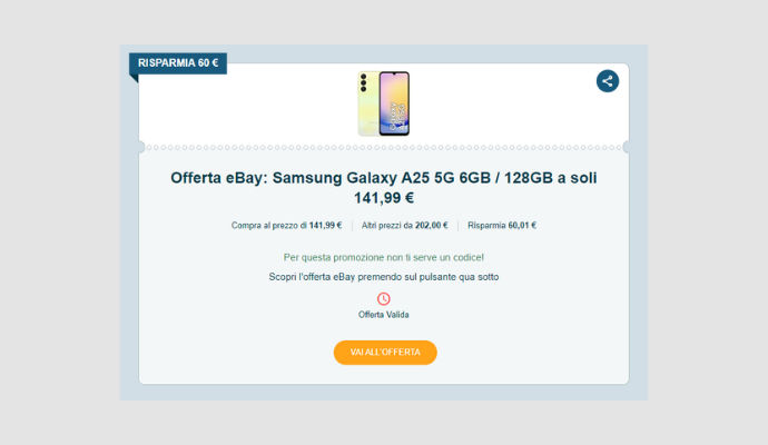 Coupon eBay Samsung Galaxy A25 5G 6GB 128GB