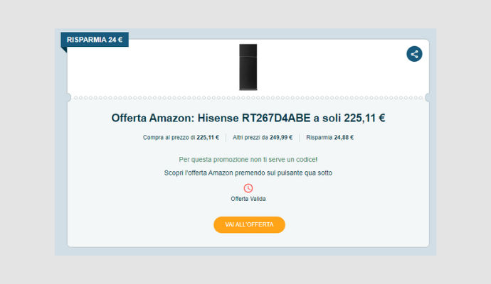 Coupon Amazon Hisense RT267D4ABE