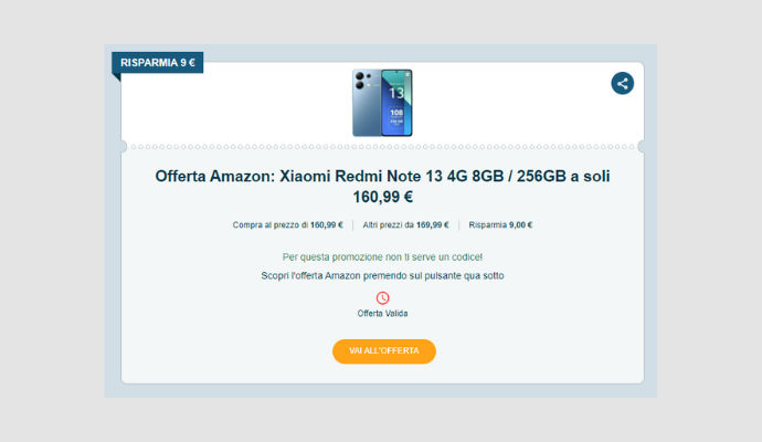 Coupon Amazon Xiaomi Redmi Note 13 4G 8GB 256GB