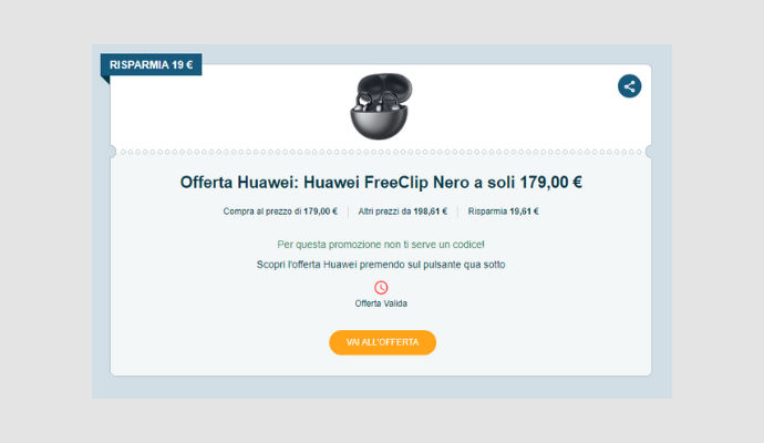 Coupon Huawei Huawei FreeClip Nero