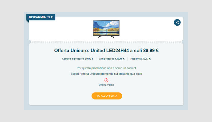 Coupon Unieuro United LED24H44