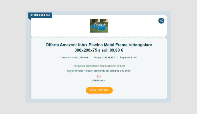 Coupon Amazon Intex Piscina Metal Frame rettangolare 300x200x75