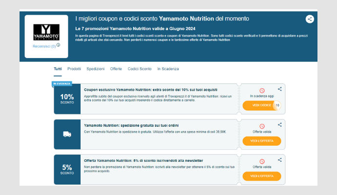Coupon Yamamoto Nutrition