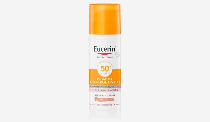 Crema solare viso antimacchia Eucerin Sun Gel Pigment Control Tinted SPF50+