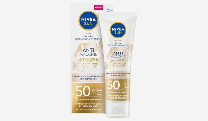 Crema solare viso antimacchia Nivea Sun UV Viso Luminous 630 Anti Macchie Fluido Solare SPF50+