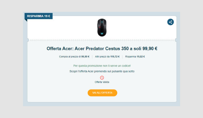 Coupon Acer Acer Predator Cestus 350