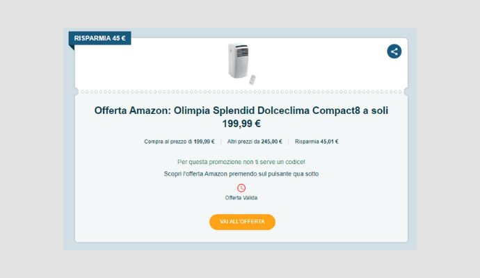Coupon Amazon Olimpia Splendid Dolceclima Compact8