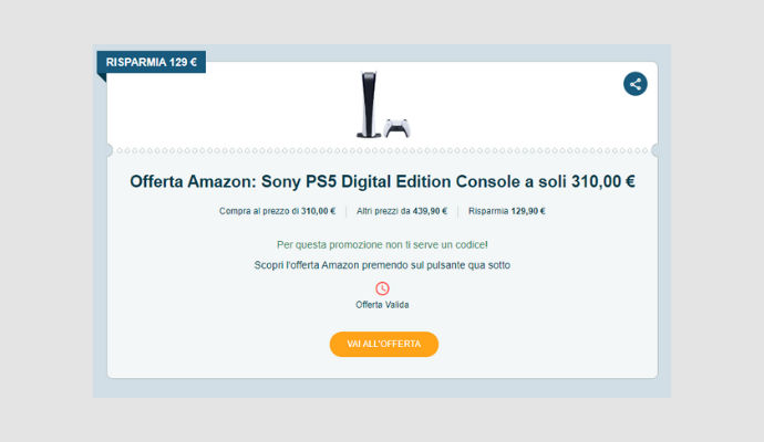 Coupon Amazon Sony PS5 Digital Edition Console