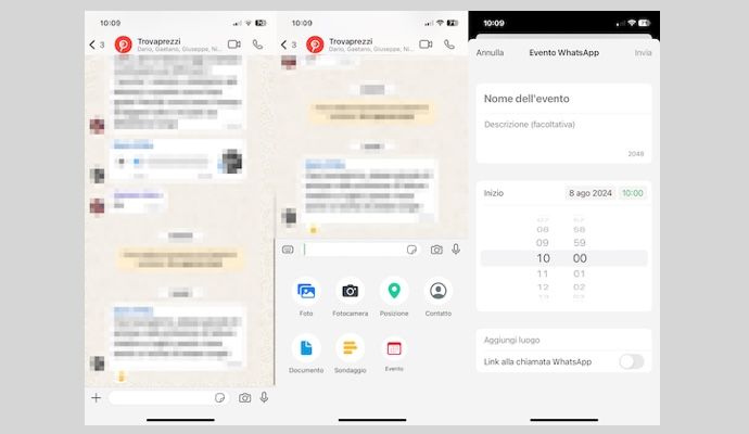 Funzione "Eventi" WhatsApp iPhone
