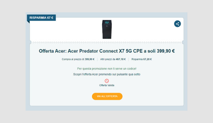 Coupon Acer Acer Predator Connect X7 5G CPE