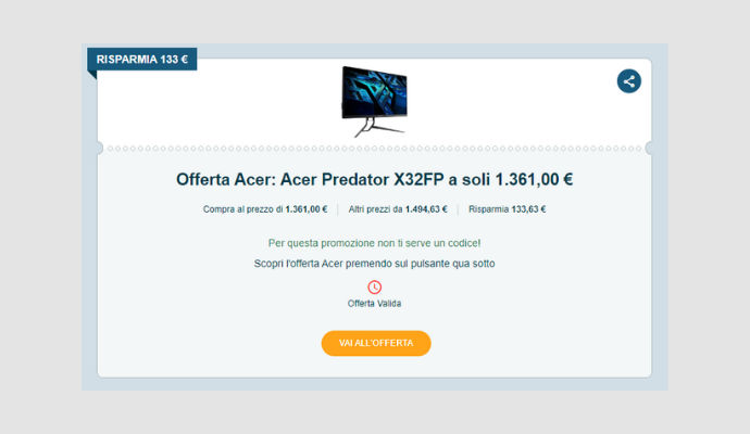 Coupon Acer Acer Predator X32FP