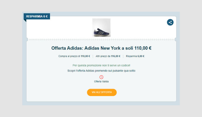 Miglior Coupon Adidas del giorno Adidas New York a soli 110