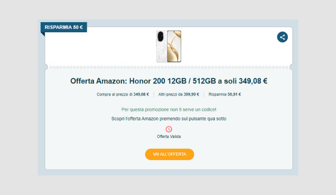 Coupon Amazon Honor 200 12GB 512GB