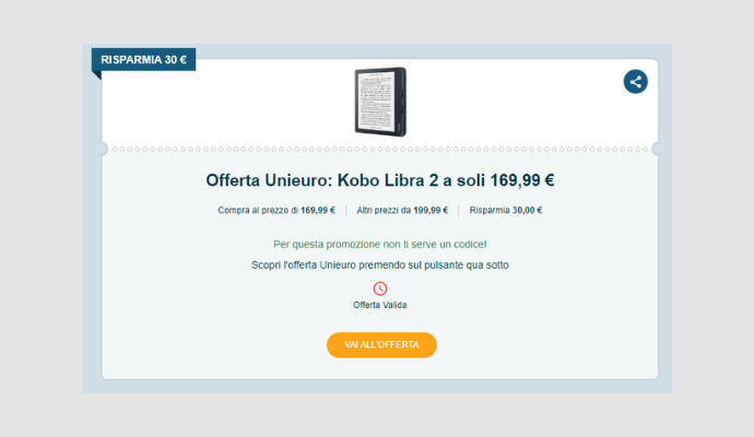 Coupon Unieuro Kobo Libra 2