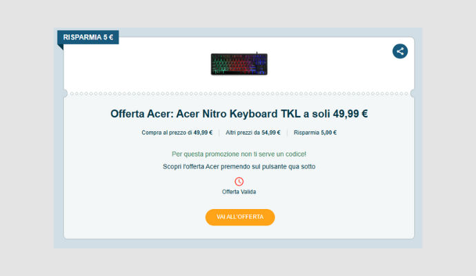 Coupon Acer Acer Nitro Keyboard TKL