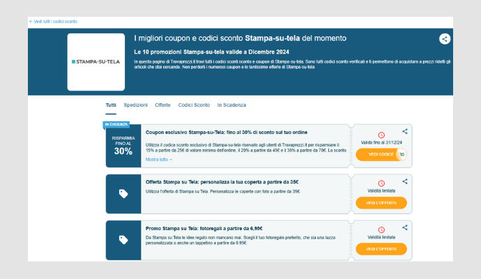 Coupon Stampa su Tela