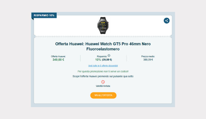 Coupon Huawei Watch GT5 Pro 46mm Nero